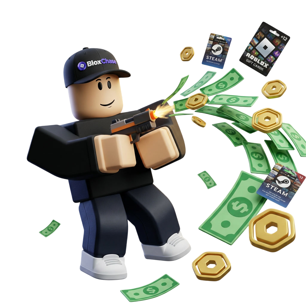 BloxChase mascot earning rewards