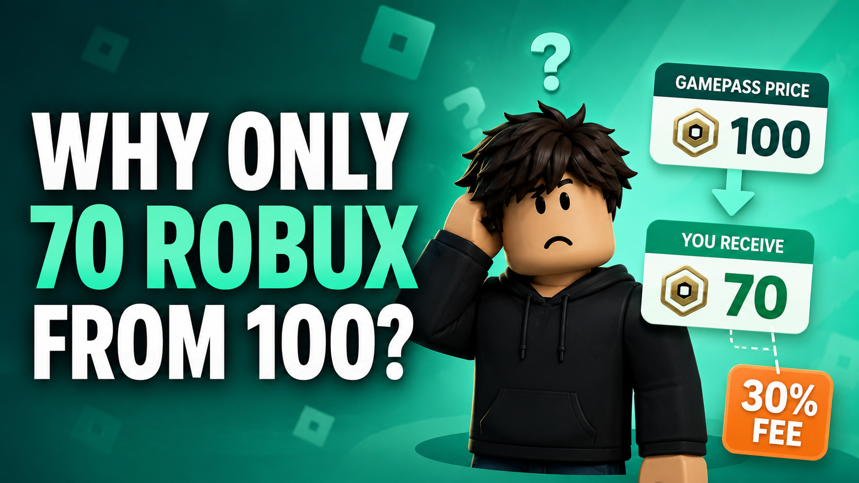 Why a 100 Robux Roblox gamepass gives the creator 70 Robux after the platform transaction share