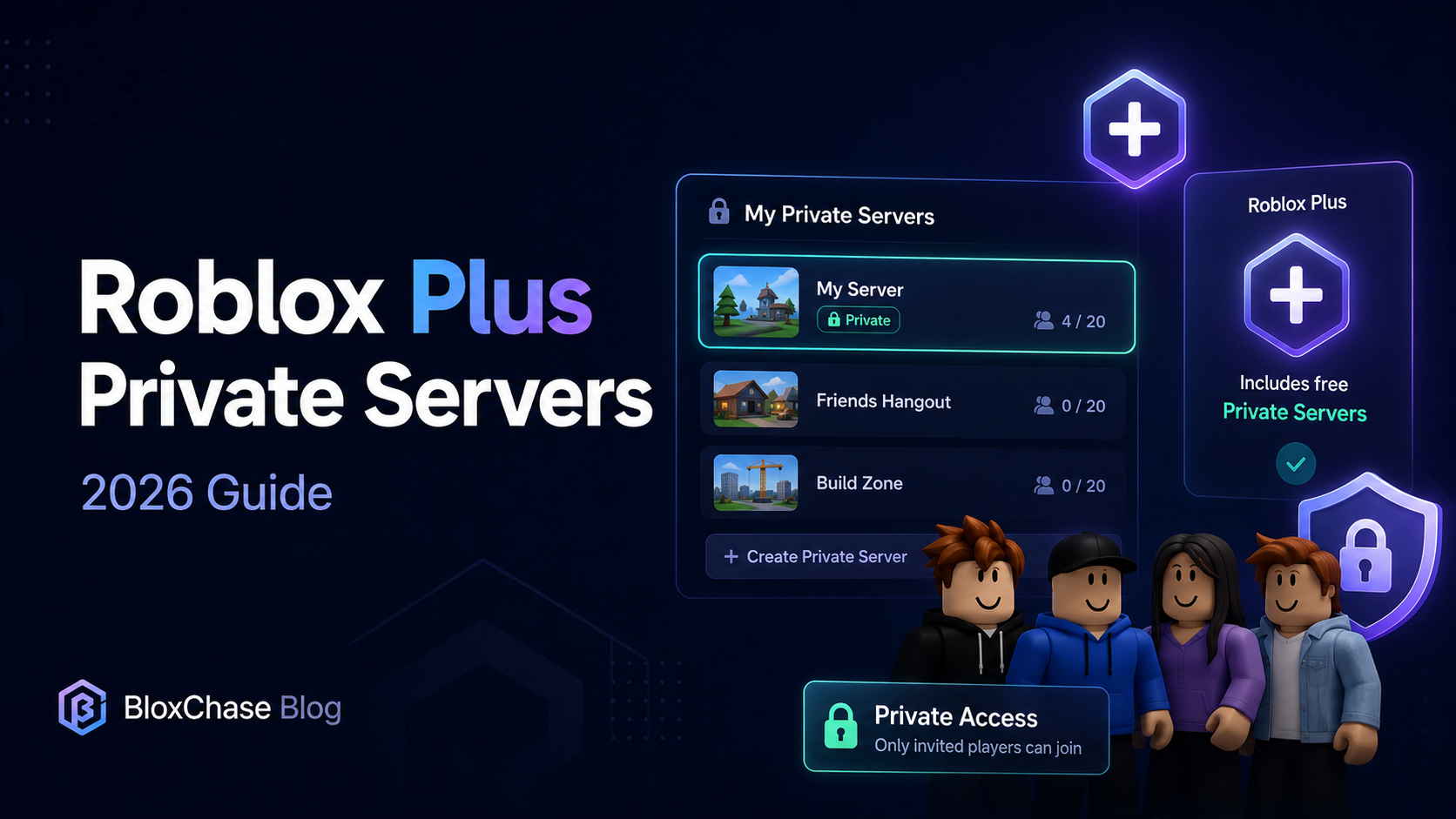 Roblox Plus free private servers 2026 guide with private Roblox server interface