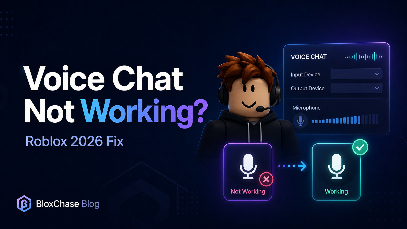 Roblox voice chat not working 2026 troubleshooting guide with microphone and voice controls