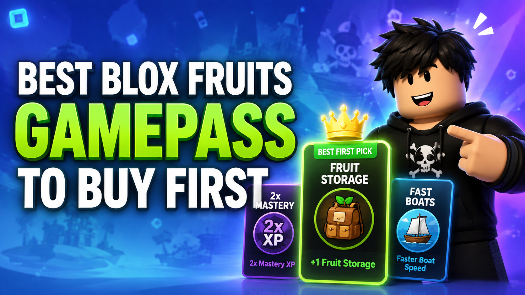 Best Blox Fruits gamepass to buy first showing 2x Mastery 2x Money Fruit Storage and premium upgrades