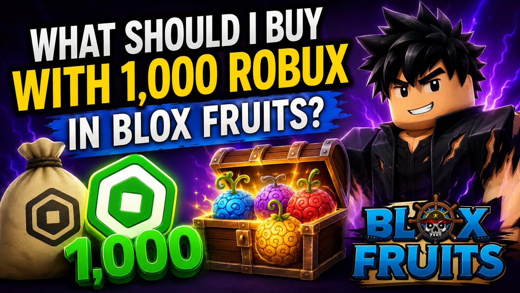 What to buy with 1000 Robux in Blox Fruits showing gamepasses and Robux budget options