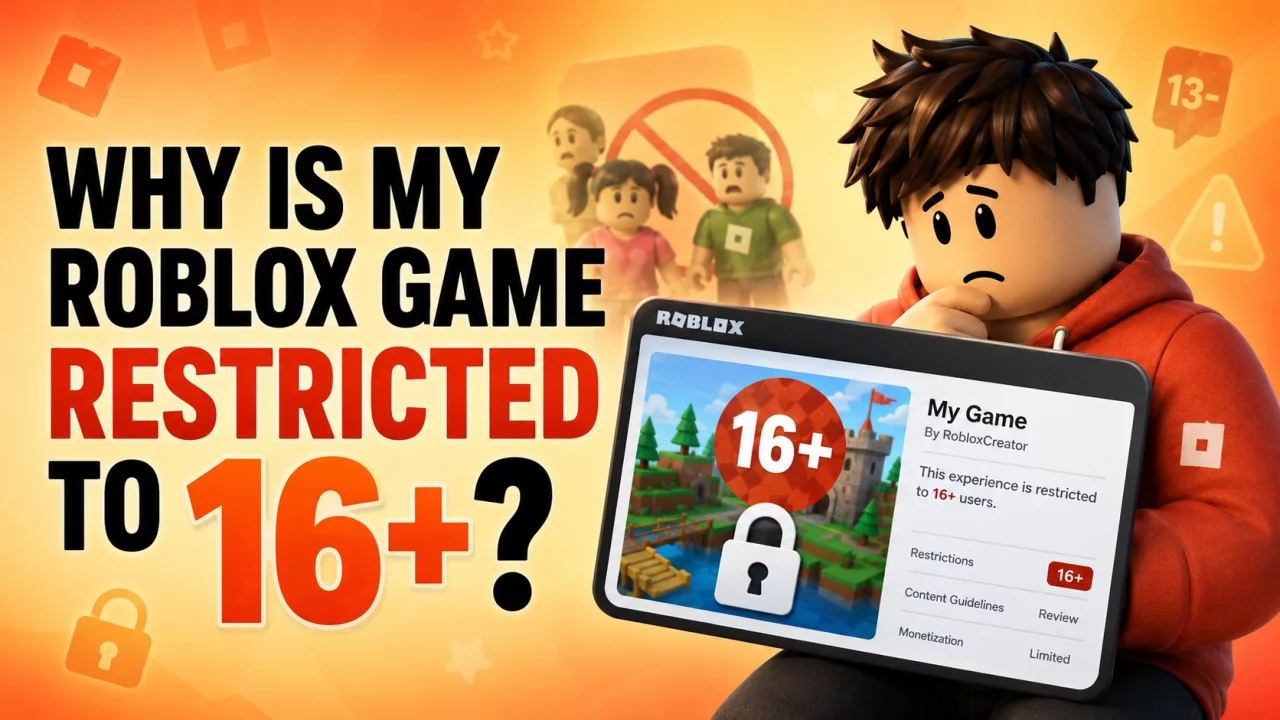 Why Roblox game is restricted to players age 16 plus with creator dashboard and age lock