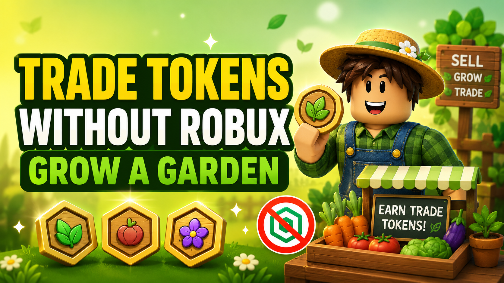 How to get Trade Tokens without Robux in Grow a Garden using Farmers Market booths and player trading