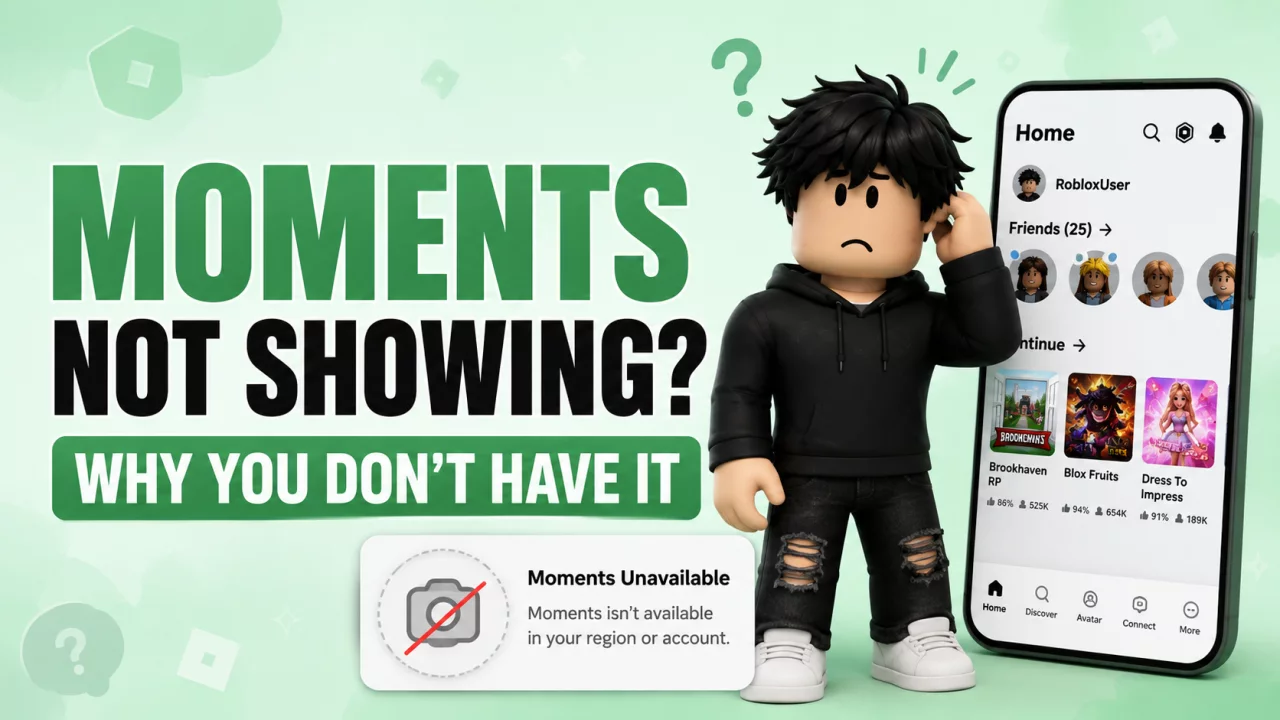 Roblox Moments tab not showing in 2026 with missing gameplay video discovery feature